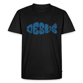 Jésus - Poisson - Amour - Croyants - Don - T-shirt Premium bio Homme - noir - Devant - Nico (187cm)
