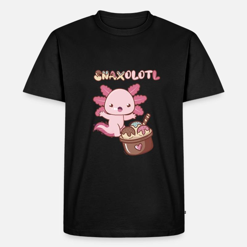 Snaxolotl sucht Eiscreme - Männer Premium Bio T-Shirt - Schwarz