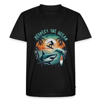 Respecter l’océan - T-shirt Premium bio Homme - noir - Devant - Nico (187cm)
