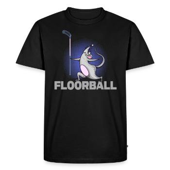 Floorball Floorball Souris Bandy - T-shirt Premium bio Homme - noir - Devant - Nico (187cm)