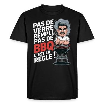 BBQ Apéro Cadeau Barbecue Humour - T-shirt Premium bio Homme - noir - Devant - Nico (187cm)
