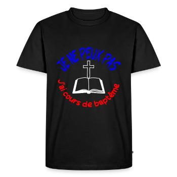 JE NE PEUX PAS J AI COURS DE BAPTEME - T-shirt Premium bio Homme - noir - Devant - Nico (187cm)