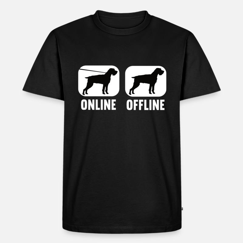 Online Offline Deutsch Drahthaar Jagdhund - Männer Premium Bio T-Shirt - Schwarz