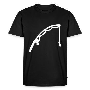 Icône de pêche à la canne à pêche - T-shirt Premium bio Homme - noir - Devant - Nico (187cm)