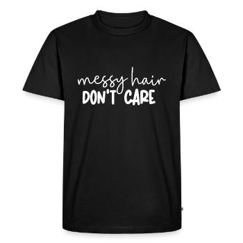 Les cheveux en désordre ne s’en ™soucient pas - T-shirt Premium bio Homme - noir - Devant - Nico (187cm)