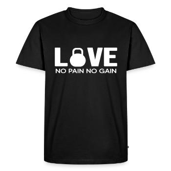 Calisthenics Gym "Pain-Gain" Muscle Fitness - Men's Premium Organic T-Shirt - black - Front - Nico (187cm)