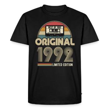 Cadeau d’anniversaire vintage original de 1992 - T-shirt Premium bio Homme - noir - Devant - Nico (187cm)