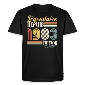 Légendaire Depuis 1983 - T-shirt Premium bio Homme - noir - Devant - Nico (187cm)