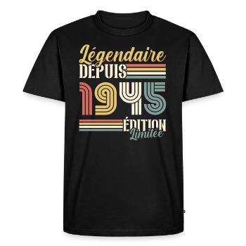 Légendaire Depuis 1945 - T-shirt Premium bio Homme - noir - Devant - Nico (187cm)