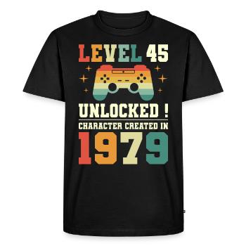 Niveau 45 Anniversaire Gamer 45 Ans - T-shirt Premium bio Homme - noir - Devant - Nico (187cm)