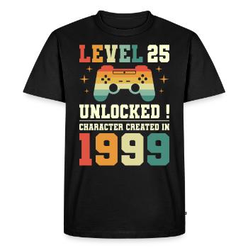 Niveau 25 Anniversaire Gamer 25 Ans - T-shirt Premium bio Homme - noir - Devant - Nico (187cm)