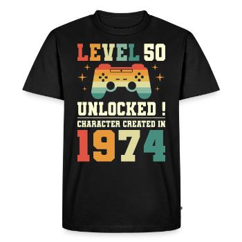 Niveau 50 Anniversaire Gamer 50 Ans - T-shirt Premium bio Homme - noir - Devant - Nico (187cm)