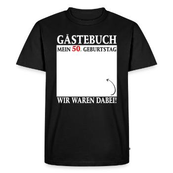 Livre d’or pour le 50e anniversaire - Nous y étions ! - T-shirt Premium bio Homme - noir - Devant - Nico (187cm)