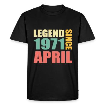 52e anniversaire April Born 1971 Idée cadeau - T-shirt Premium bio Homme - noir - Devant - Nico (187cm)