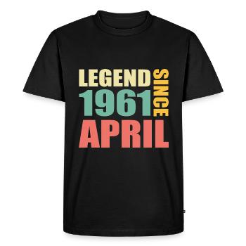 62e anniversaire Avril Né 1961 Idée cadeau - T-shirt Premium bio Homme - noir - Devant - Nico (187cm)