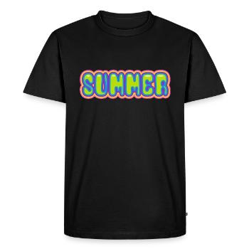 Été - soleil - vacances - bonne humeur - T-shirt Premium bio Homme - noir - Devant - Nico (187cm)