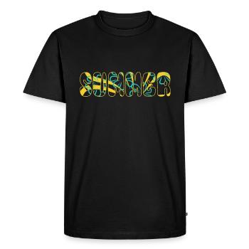 Été - soleil - vacances - bonne humeur - T-shirt Premium bio Homme - noir - Devant - Nico (187cm)