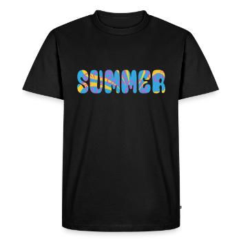Été - soleil - vacances - bonne humeur - T-shirt Premium bio Homme - noir - Devant - Nico (187cm)