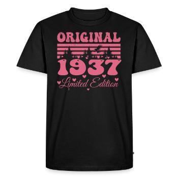 Cadeau 87e Anniversaire 1937 Femme | Né en 1937 - T-shirt Premium bio Homme - noir - Devant - Nico (187cm)