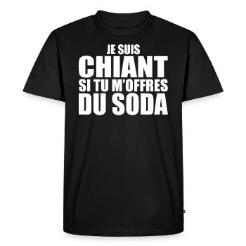Man who adores: Soda. Funny Design Humor - Men's Premium Organic T-Shirt - black - Front - Nico (187cm)