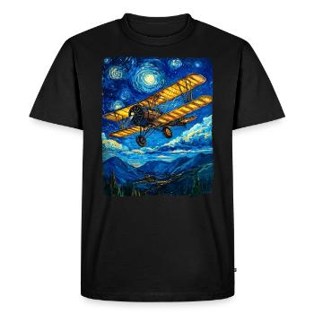 Aviation Pilote Vintage Avion - T-shirt Premium bio Homme - noir - Devant - Nico (187cm)