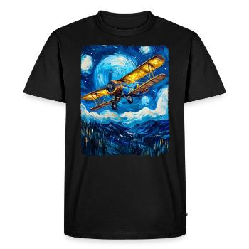 Aviation Pilote Vintage Avion - T-shirt Premium bio Homme - noir - Devant - Nico (187cm)
