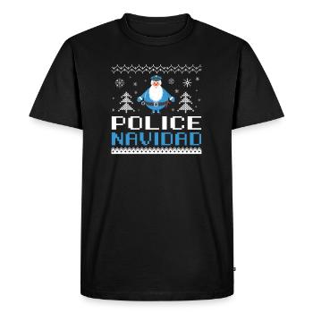 Police Navidad Noël - T-shirt Premium bio Homme - noir - Devant - Nico (187cm)