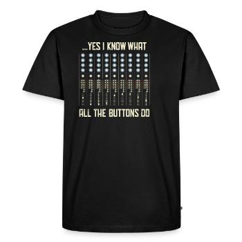 Oui je sais ce que tous les boutons font cadeau - T-shirt Premium bio Homme - noir - Devant - Nico (187cm)