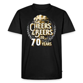 Cheers Beer 70th Birthday 70 Years Old Gift - Men's Premium Organic T-Shirt - black - Front - Nico (187cm)