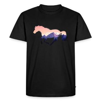 Chevaux sauvages chevaux cavaliers cadeaux haras - T-shirt Premium bio Homme - noir - Devant - Nico (187cm)