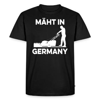 Mows in Germany lawnmower lawn mow gardener - Men's Premium Organic T-Shirt - black - Front - Nico (187cm)