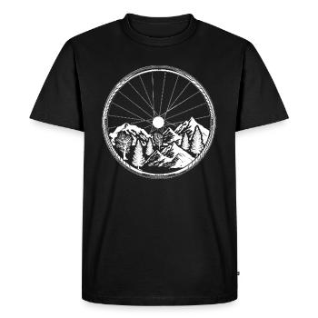 Cycling Landscape Mountains Nature Mountain Bike Motif - Men's Premium Organic T-Shirt - black - Front - Nico (187cm)
