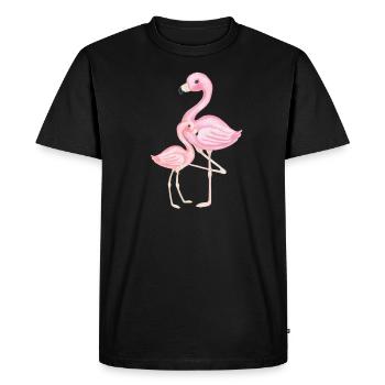 Flamant rose mère et enfant - T-shirt Premium bio Homme - noir - Devant - Nico (187cm)