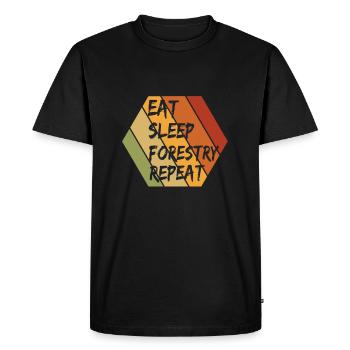 Forestry forestry worker making wood gift - Men's Premium Organic T-Shirt - black - Front - Nico (187cm)