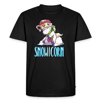 Snowicorn Christmas Licorne Licorne Noël - T-shirt Premium bio Homme - noir - Devant - Nico (187cm)