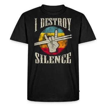 Destroy Silence Drum Sticks Drummer Drums - Men's Premium Organic T-Shirt - black - Front - Nico (187cm)