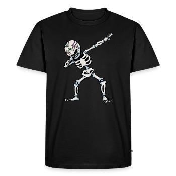 Skeleton Mexican Sugar Skull Dia de Los Muertos - Men's Premium Organic T-Shirt - black - Front - Nico (187cm)