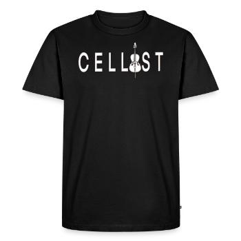 Lettrage de violoncelliste avec violoncelle - T-shirt Premium bio Homme - noir - Devant - Nico (187cm)