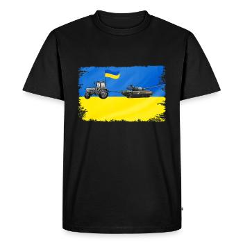 Ukrainian Farmer Steals Russian Tanks - Men's Premium Organic T-Shirt - black - Front - Nico (187cm)