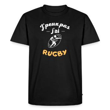 J'peux pas J'ai rugby - T-shirt Premium bio Homme - noir - Devant - Nico (187cm)