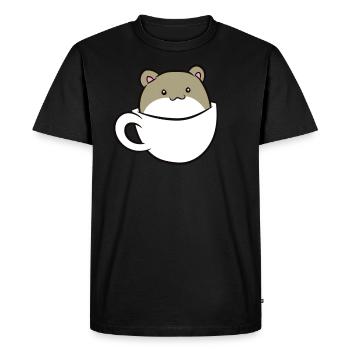 Cochon d’Inde - Assis dans une tasse blanche - T-shirt Premium bio Homme - noir - Devant - Nico (187cm)