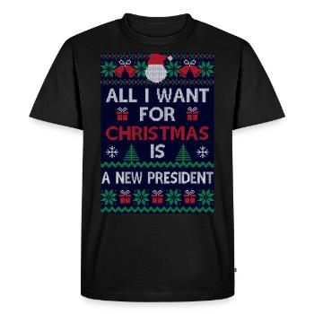 All i want for christmas is a new president - Men's Premium Organic T-Shirt - black - Front - Nico (187cm)
