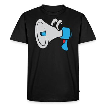 Mégaphone / Mégaphone - Bleu avec les yeux - T-shirt Premium bio Homme - noir - Devant - Nico (187cm)