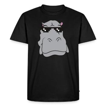 Hippo - Tête avec lunettes de soleil - T-shirt Premium bio Homme - noir - Devant - Nico (187cm)