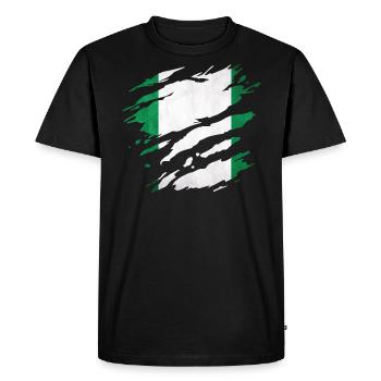 Nigeria - national flag, scratches, cracks - Men's Premium Organic T-Shirt - black - Front - Nico (187cm)