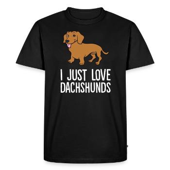 Teckel - I just love Dachshunds - T-shirt Premium bio Homme - noir - Devant - Nico (187cm)
