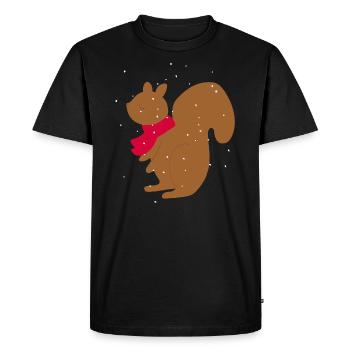 Écureuil Écharpe d’hiver Flocons de neige écureuil - T-shirt Premium bio Homme - noir - Devant - Nico (187cm)