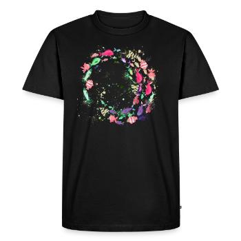 Schools of fish,fish,painting,blue,tropical fish - Men's Premium Organic T-Shirt - black - Front - Nico (187cm)