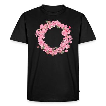 Vide,Fleurs,Couronne de fleurs,Floral,Fleur de cerisier - T-shirt Premium bio Homme - noir - Devant - Nico (187cm)