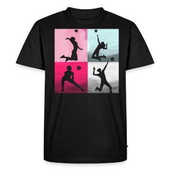 volley-ball,volleyballer,beachball,graffiti,rose - T-shirt Premium bio Homme - noir - Devant - Nico (187cm)